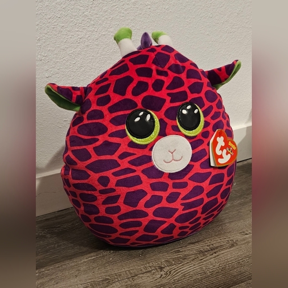 LARGE 16” Gilbert the Giraffe Squish A Boo Leopard Cheetah Print Hot Pink Purple - Picture 1 of 16